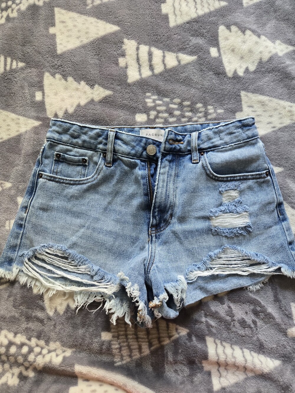 PacSun  Distressed High-Rise Denim Shorts